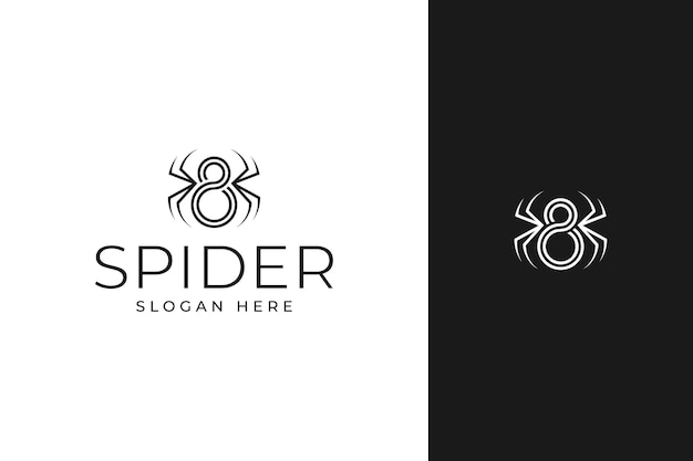 Simple minimal spider logo design with line art style