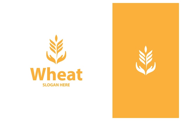 Simple minimal wheat grain logo design vector