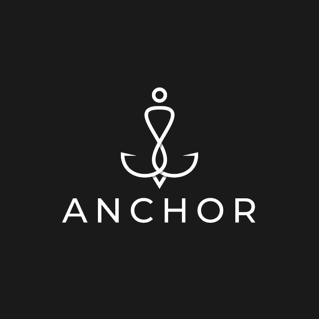 Simple minimalist anchor logo design template with white color