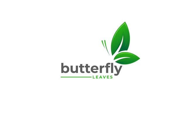 Simple Minimalist Butterfly Leaf Leaves for Nature Herbal Wellness or Garden Logo Design Vector