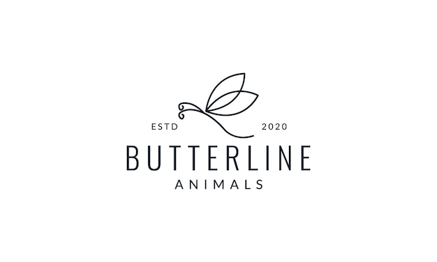 Simple minimalist butterfly lines logo vector illustration design