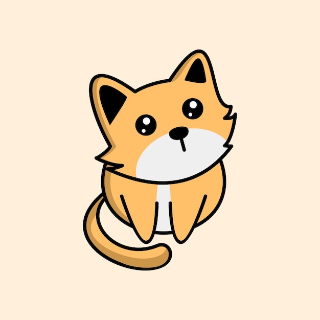 simple minimalist cartoon cute cat logo