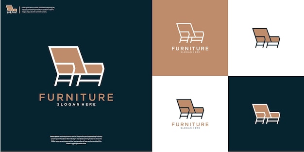 Simple minimalist chair furniture interior logo design with flat style business identity