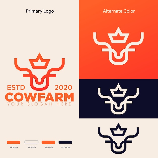 simple minimalist cow head logo design