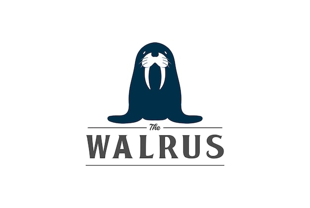 Simple Minimalist Cute Walrus Seal Cartoon Mascot Character Logo Design