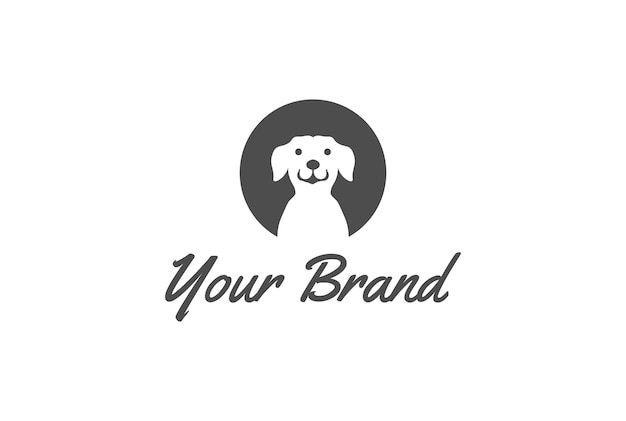 Simple Minimalist Dog Puppy for Pet Clinic Logo Design Vector