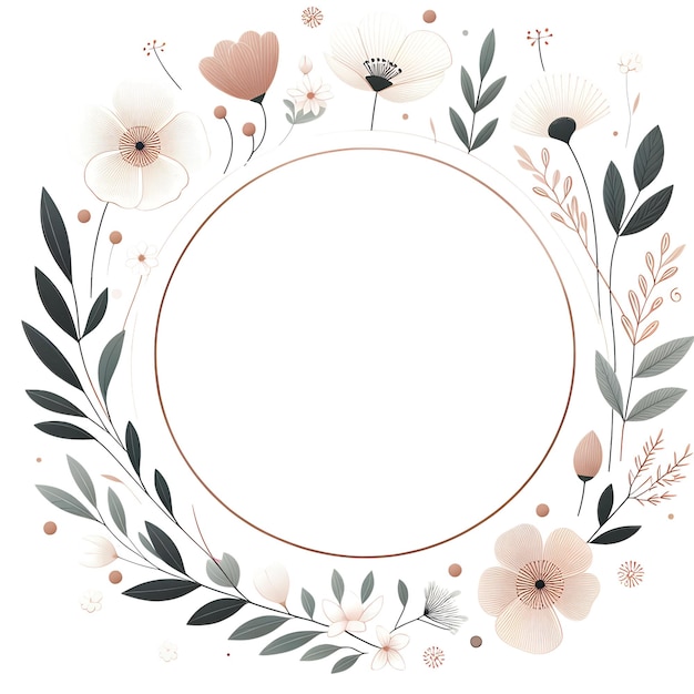 Vector simple minimalist floral frame border illustration