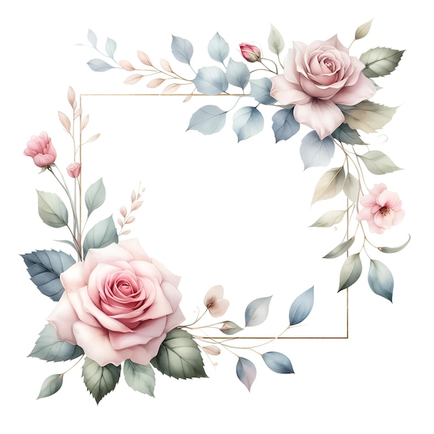 Vector simple minimalist floral frame border illustration