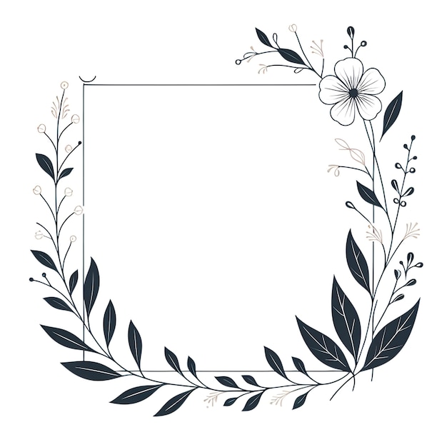 Vector simple minimalist floral frame border illustration