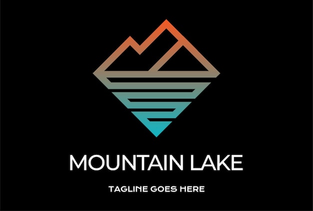 Simple Minimalist Geometric Mountain Lake River Creek Monogram Logo Design