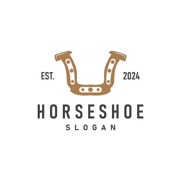 Vector simple minimalist horseshoe logo western cowboy farm ranch retro vintage retro design