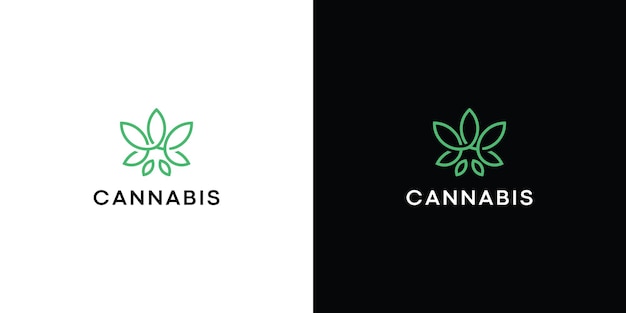 Simple minimalist marijuana cannabis leaf with oil drop for hemp cbd oil logo design vector Premium