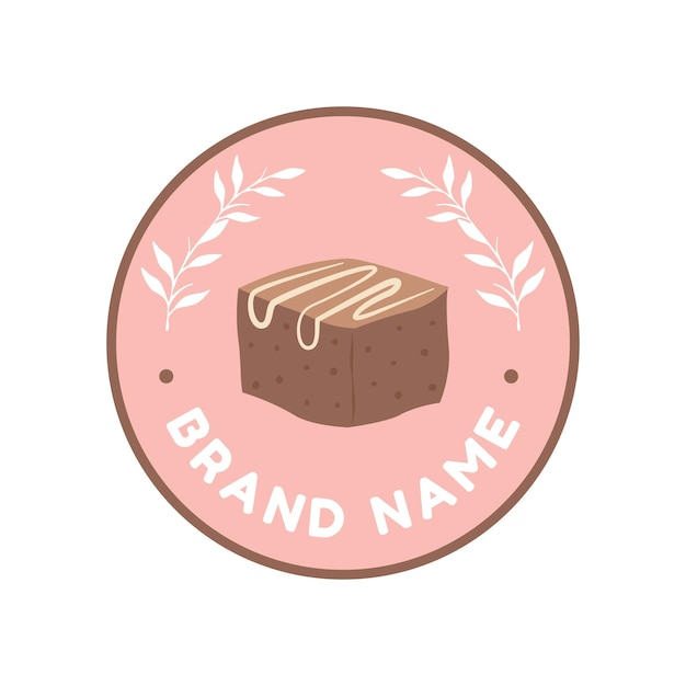 Simple minimalist and modern brownies logo template vector illustration for Bakery in pink color