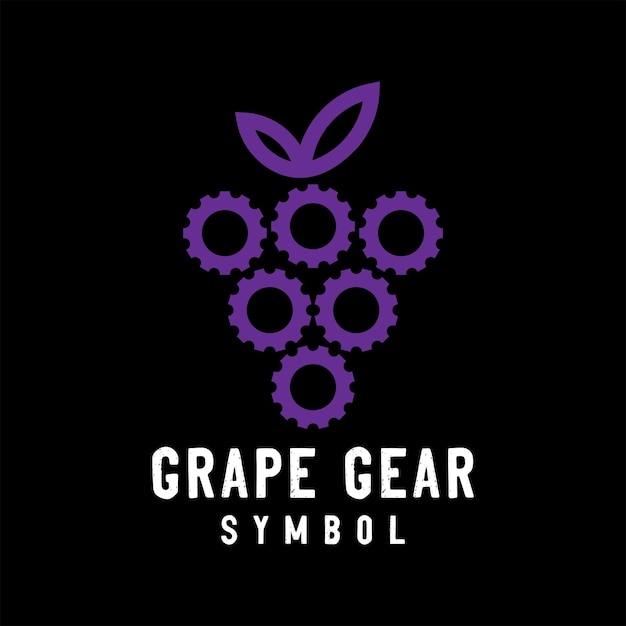 Simple Minimalist Modern Fruit Grape Gear Icon Symbol Illustration