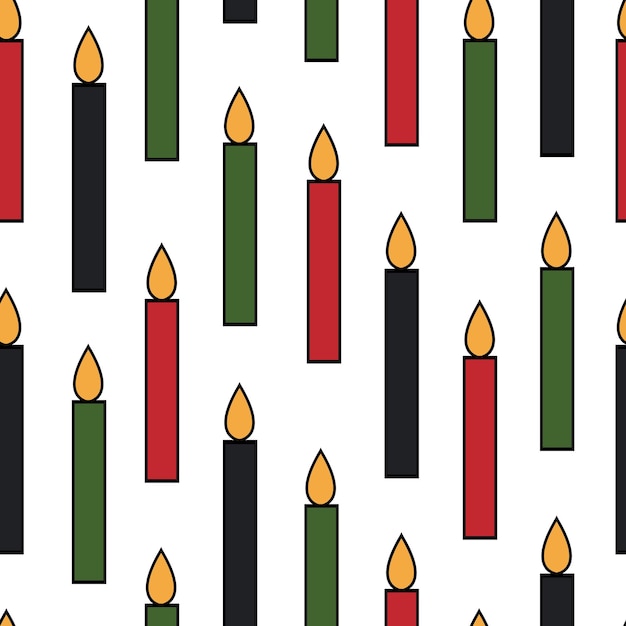 Simple minimalist outline lineal color icon of Kwanzaa Simple minimalist Kwanzaa seamless pattern