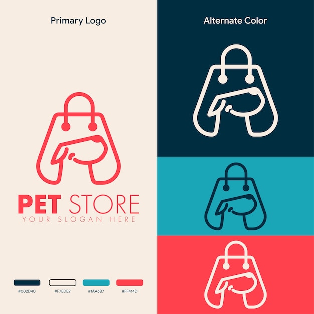 simple minimalist pet shop logo design