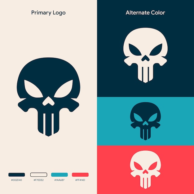 simple minimalist skull bone logo design