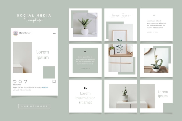 Simple and minimalist social media post template elegant clear design style