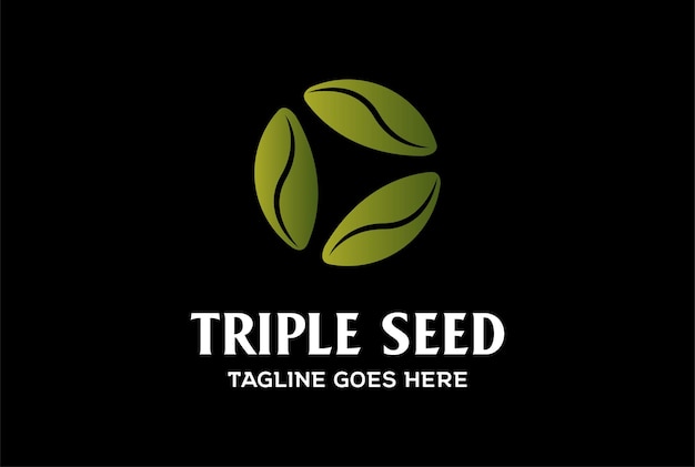 Simple Minimalist Three Triple Seed for Grow Herb Cultivation Logo Design Vector