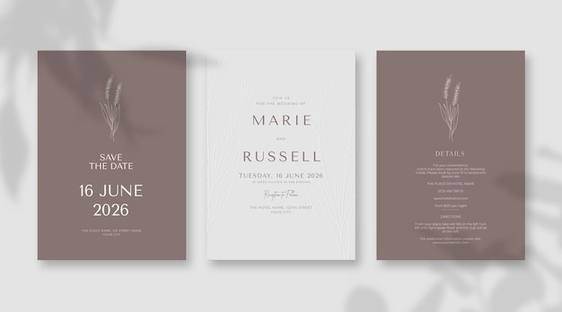 Simple and minimalist wedding invitation template