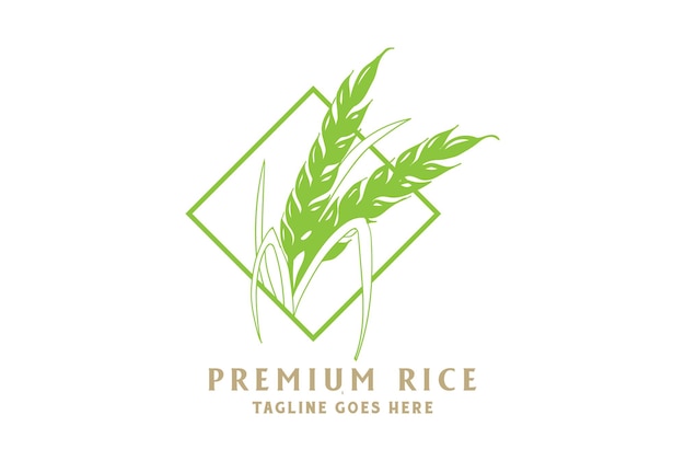 Simple Minimalist Wheat Grain Rice Grass for Bread Cake Bakery Product or Brewery Craft Beer Logo Design