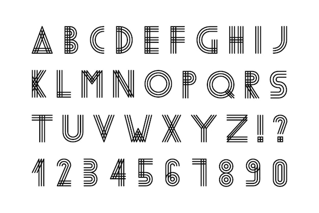 Simple minimalistic fontDigital english alphabet with numerals