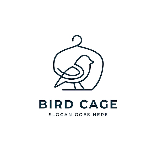 Simple modern bird logo with cage