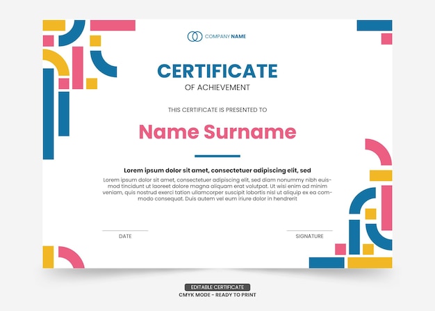 Simple and modern certificate template