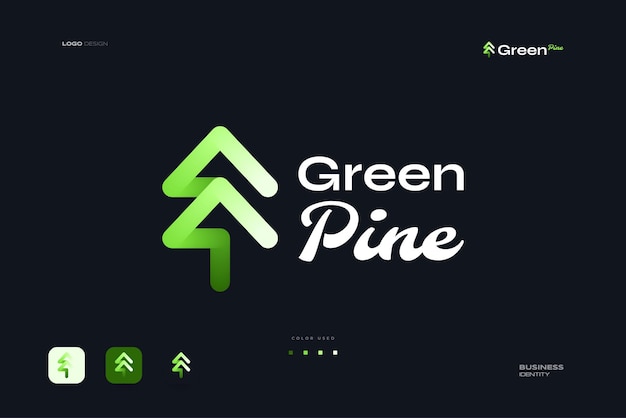 Simple and Modern Green Pine Logo Pine Tree Icon or Symbol