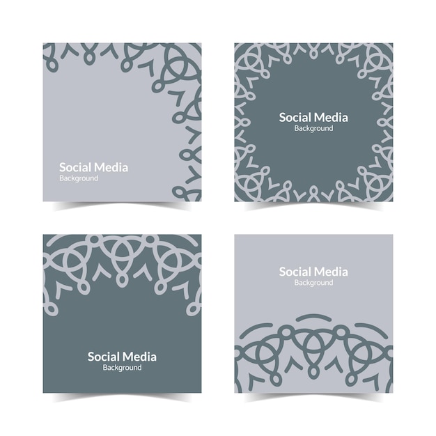 simple and modern grey ornamental lines square flat social media background