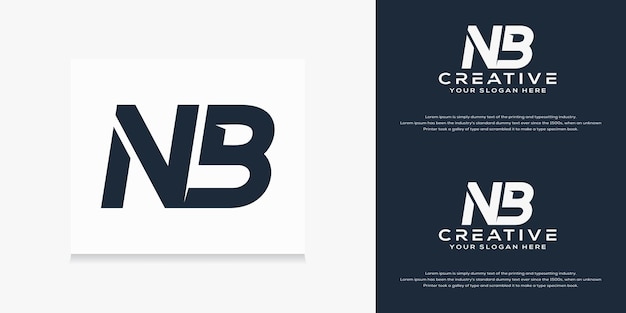 simple modern initial n b letter logo template