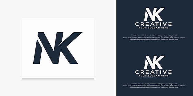 simple modern initial n k  letter logo template