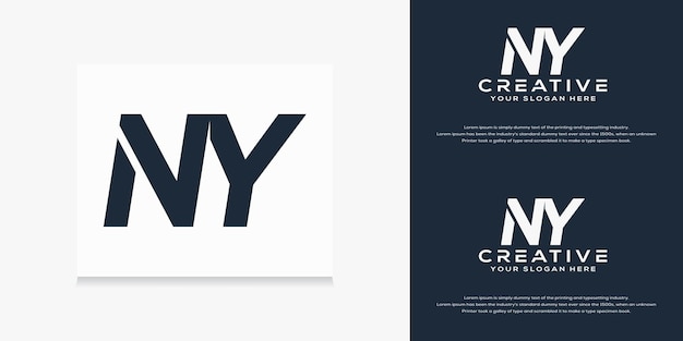 simple modern initial n y letter logo template