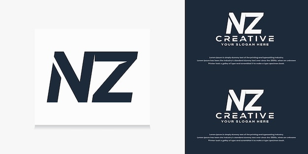 simple modern initial n z letter logo template