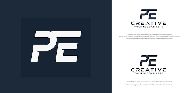 simple modern initial p e letter logo template