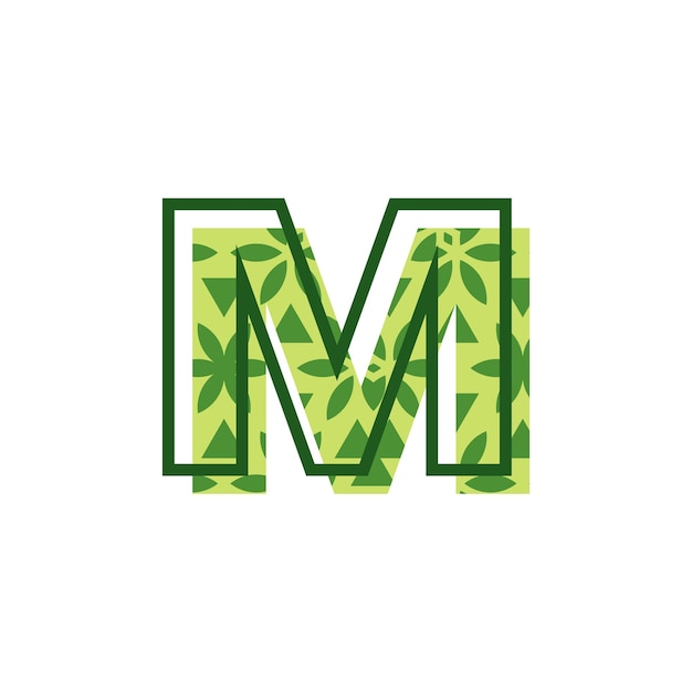 simple and modern letter M natural leaf pattern logo