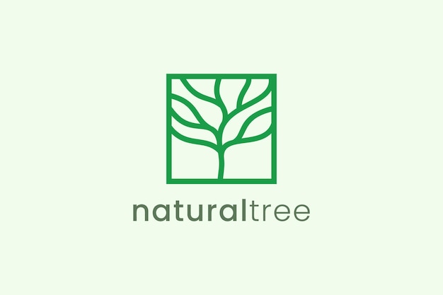 Simple modern tree logo template in square shape for nature business