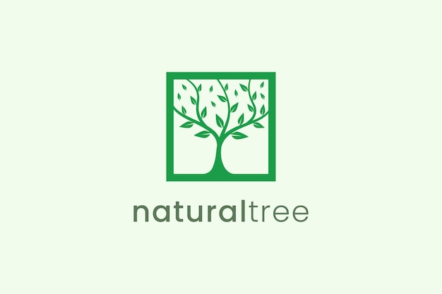 Simple modern tree logo template in square shape for nature business