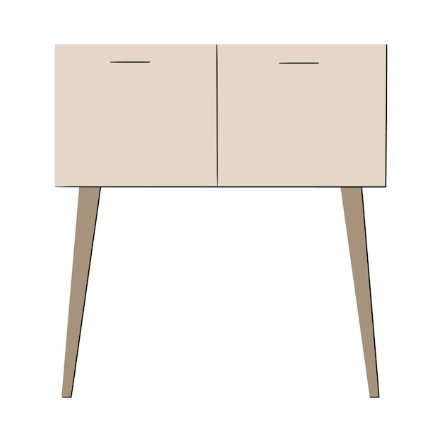 Simple modern wooden chest on high legs in scandinavian style