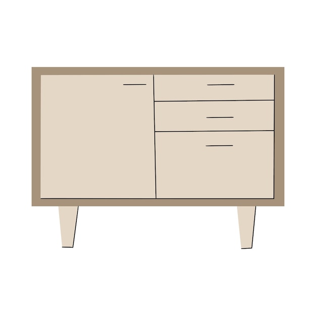 Simple modern wooden drawer in scandinavian style