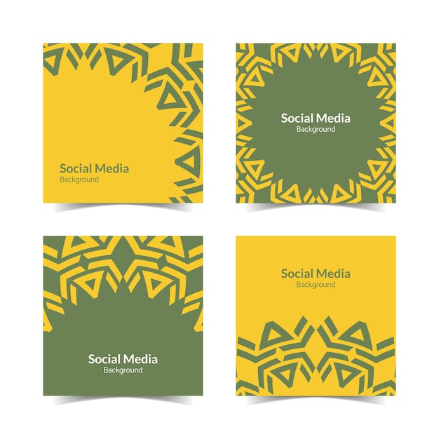 simple and modern yellow green ornament square flat social media background