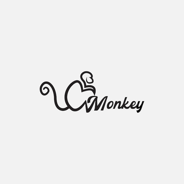 Simple monkey line side view  silhouette logo design