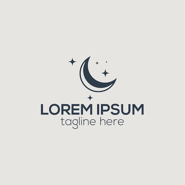 simple moon and star logo design vector in black luxury style