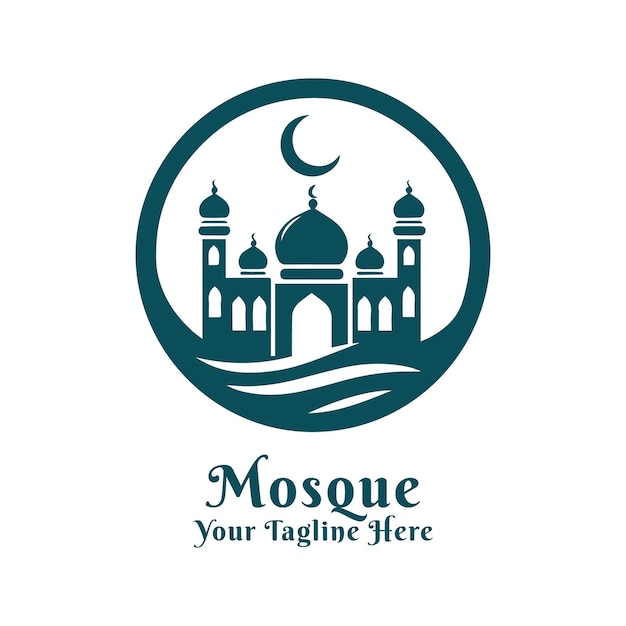 Vector simple mosque logo vector with blue concept