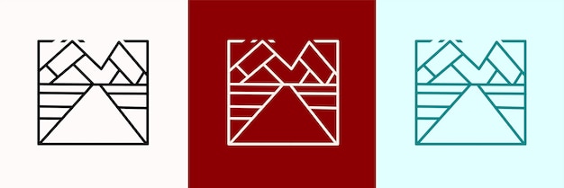 Simple Mountain Line Art Logo Concept