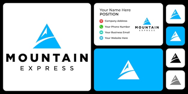 Simple mountain logo design with business card template