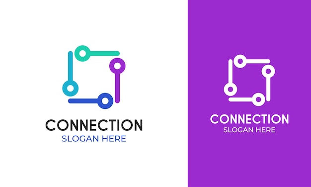 Simple network connection logo design with technology concept