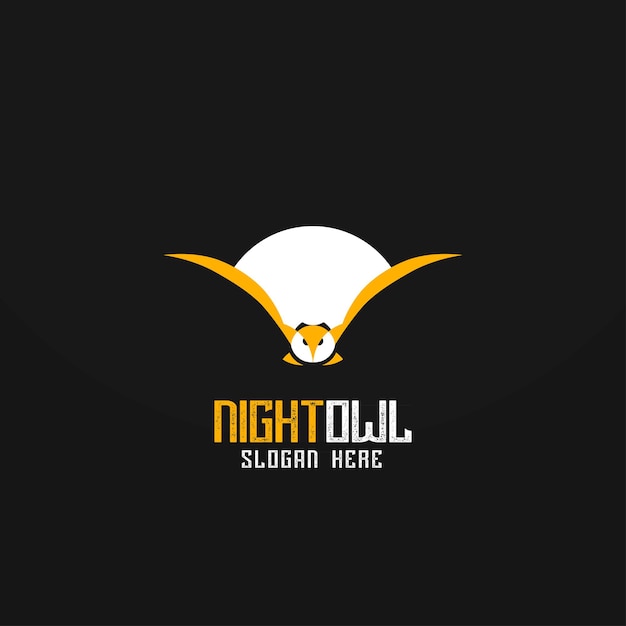 Simple night owl logo in yellow and white colors