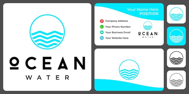 Simple ocean logo design with business card template