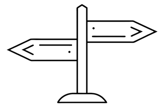 Vector simple outline illustration of directional signpost